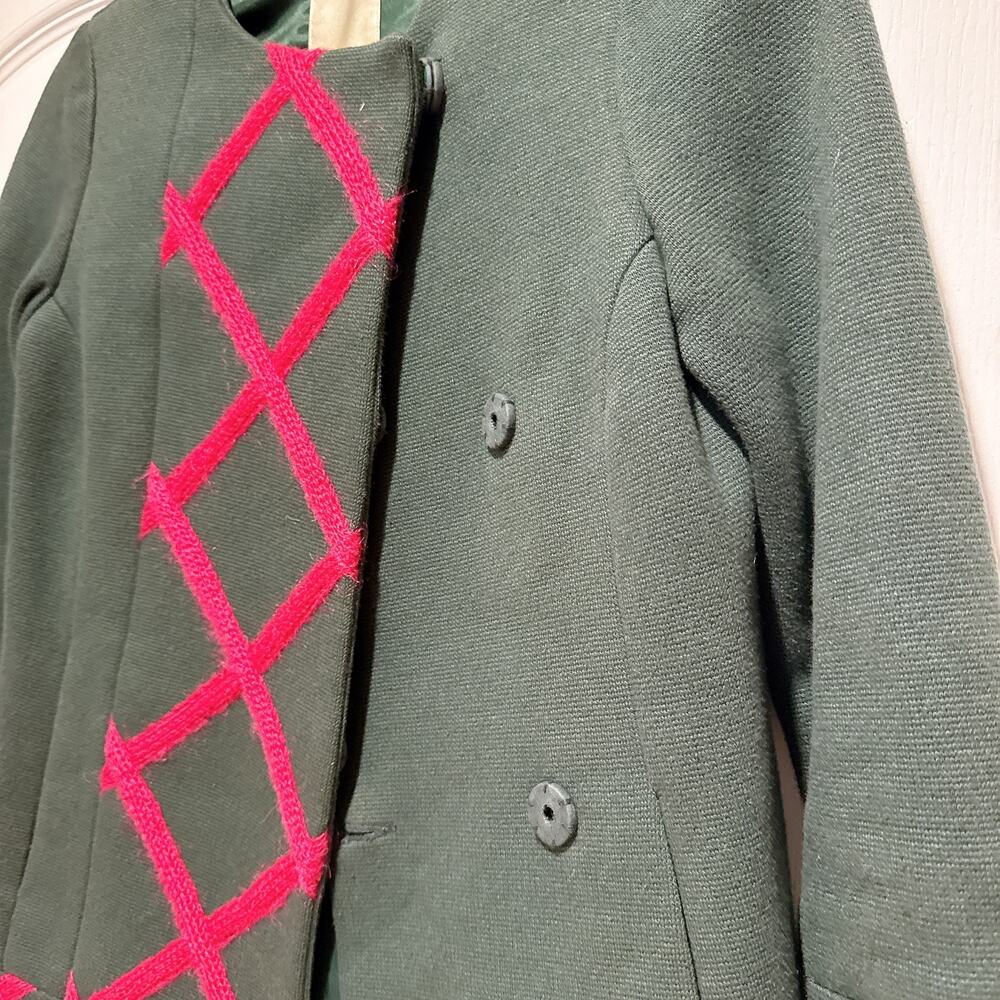 ELEVENSES Anthropologie Tamarisk Green Lattice Peacoat | 00P - Picture 10 of 11